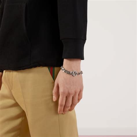 gucci interlocking g bracelet sterling silver|Gucci link bracelet sterling silver.